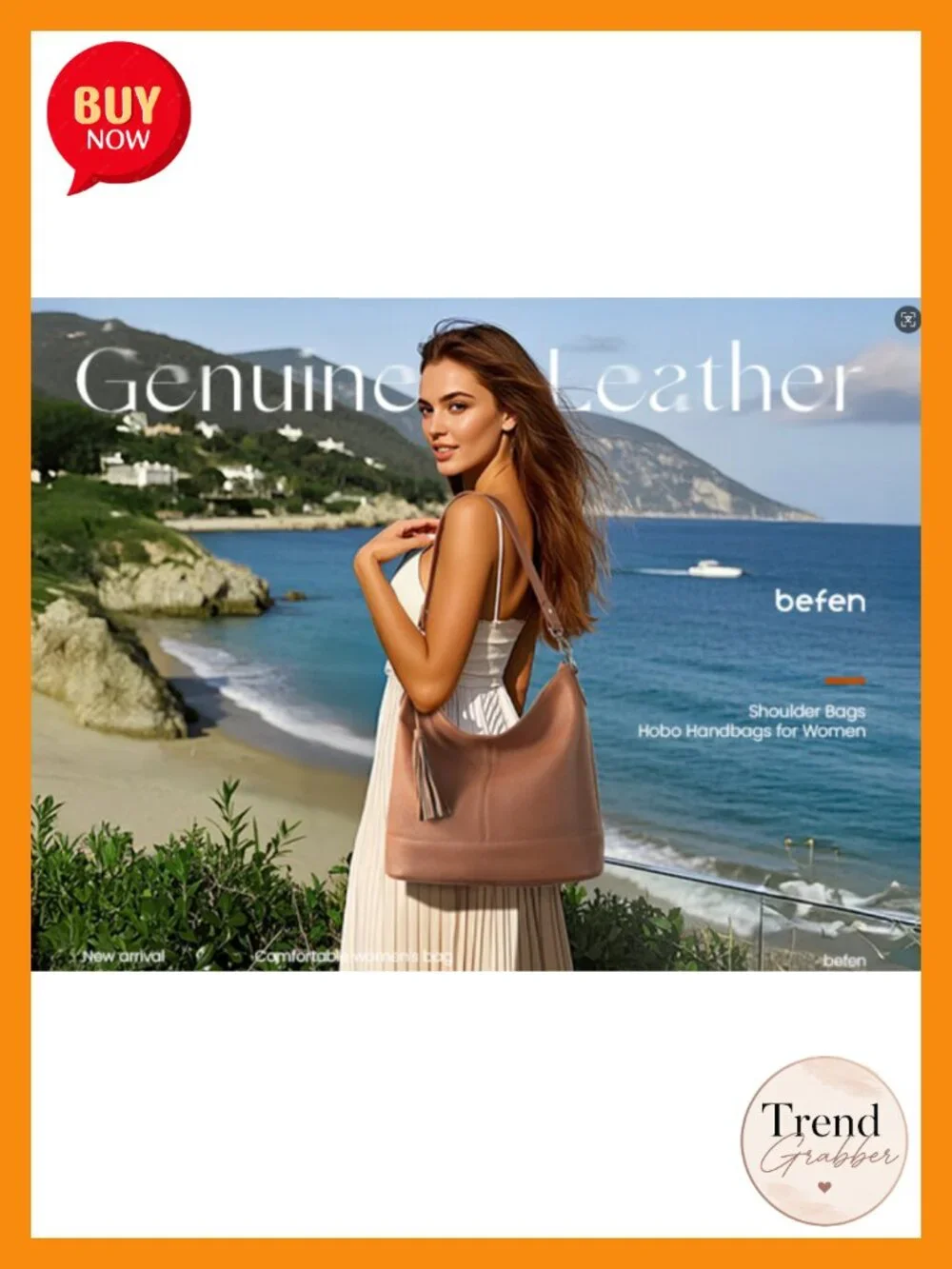Genuine Leather Hobo Crossbody Bag, Soft Real Leather Bucket Shoulder Handbag